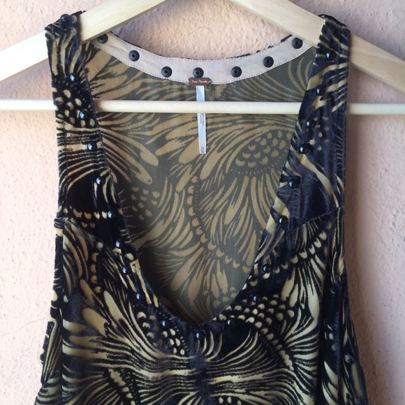 Free People Ellie velvet burnout mini dress yellow - Picture 2 of 6